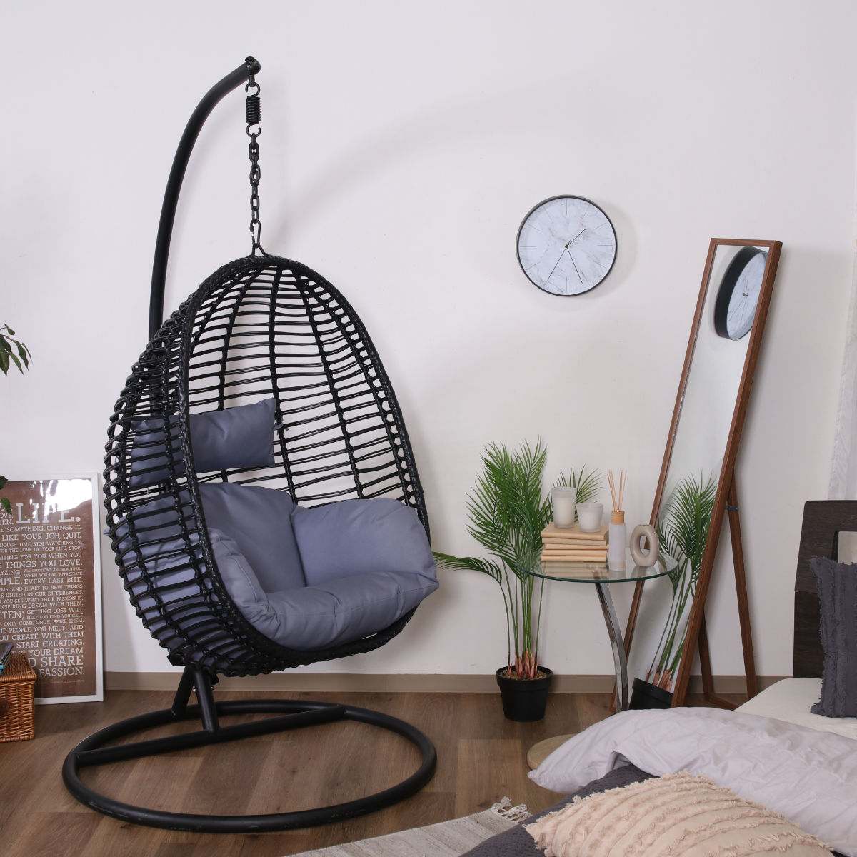 楽天市場】ハンギングチェア たまご型 クッション付 （ ガーデン