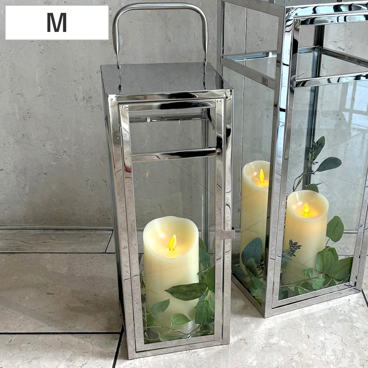 楽天市場】ディスプレイケース シルバーランタン M ガラス キャンドル