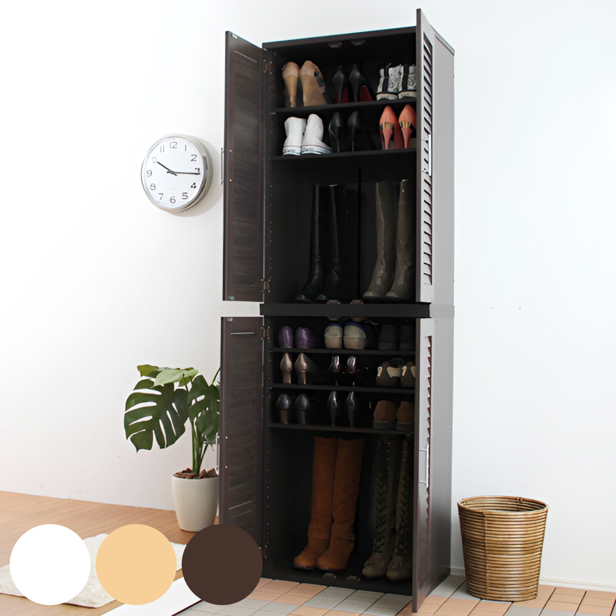 楽天市場】ルーバー扉 シューズボックス 幅60cm 最大42足収納可能 木製