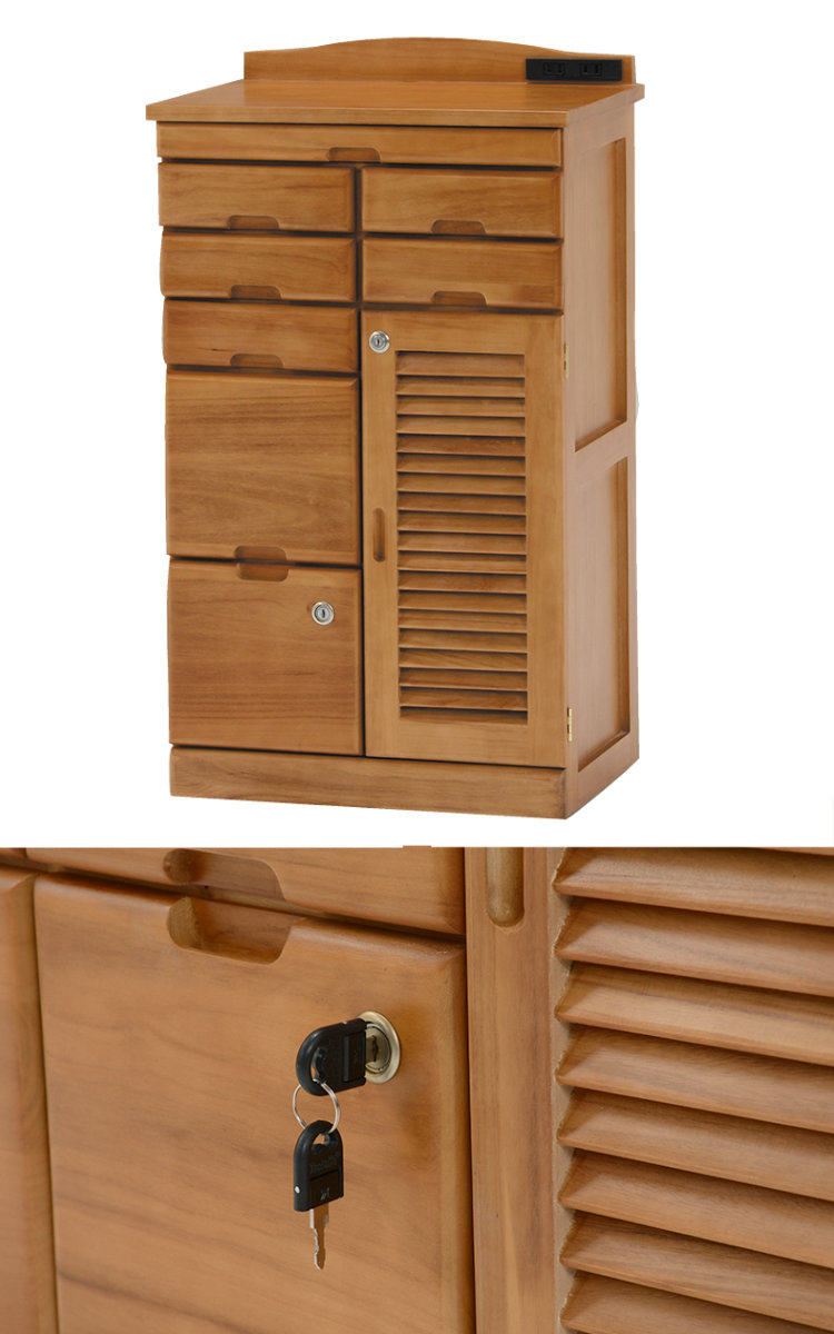 楽天市場】FAX台 電話台 幅48cm 桐チェスト 鍵付き 多段引出し 天然木