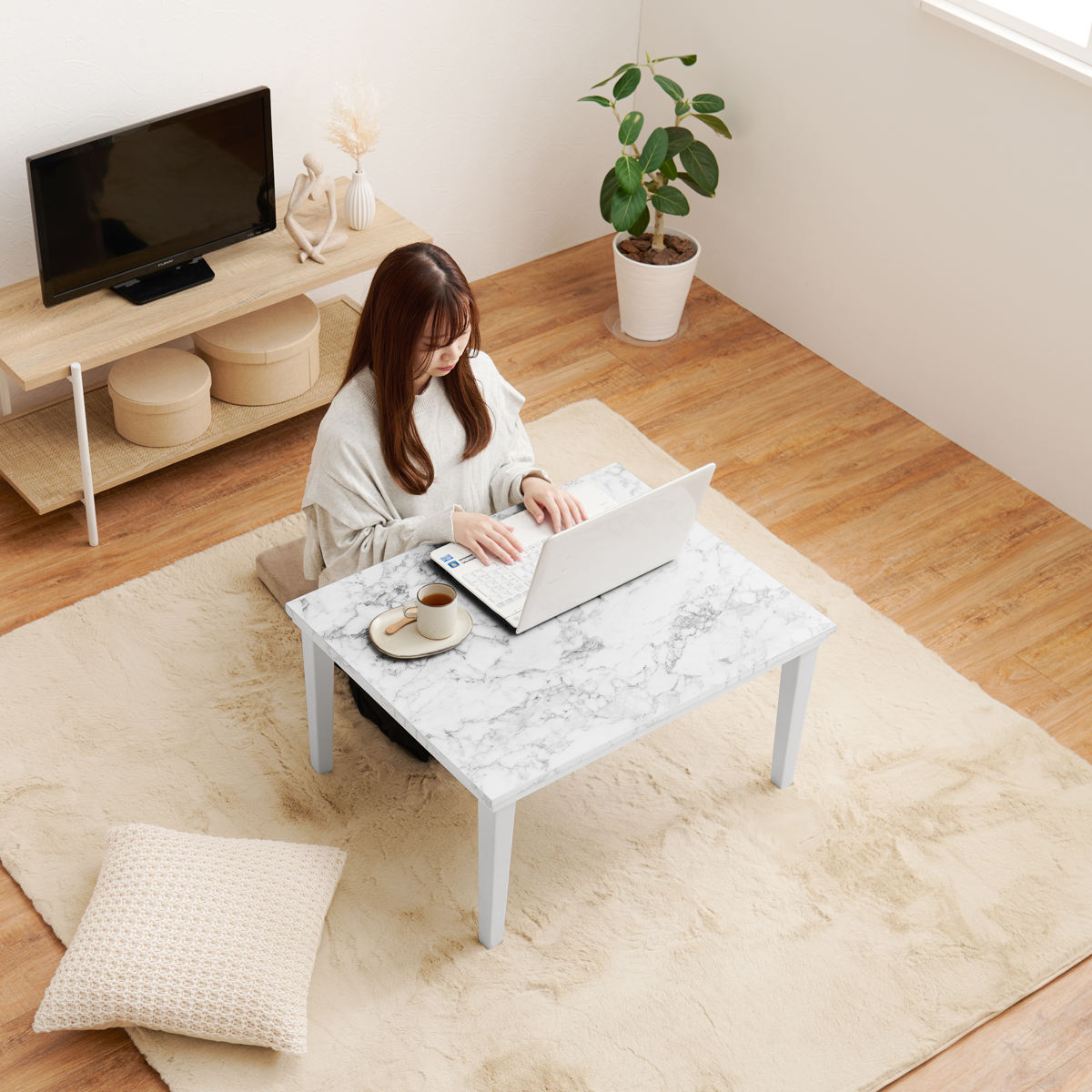 楽天市場】こたつセット 2点セット 大理石柄 幅75cm こたつテーブル×1