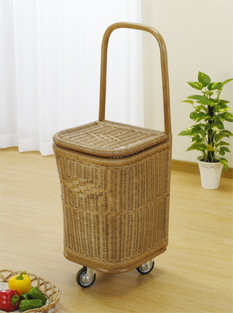 楽天市場】ショッピングカート ラタン キャスター付 買い物カゴ 幅35cm