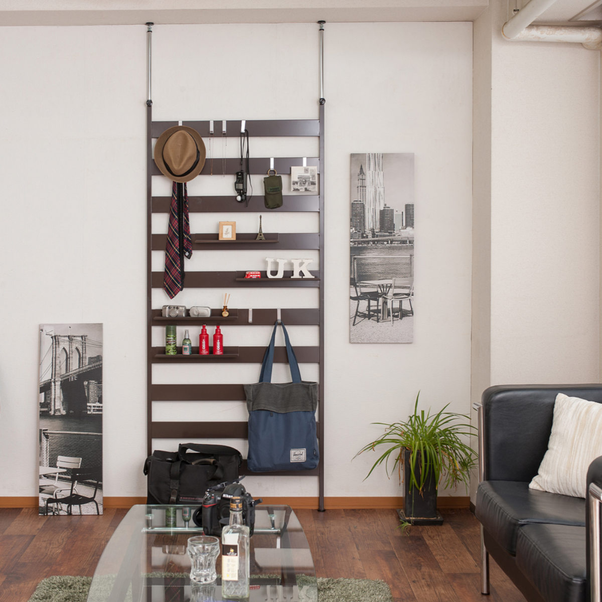 楽天市場】突っ張りラダーラック 幅広ラダーラック 幅86cm 棚板4枚付き