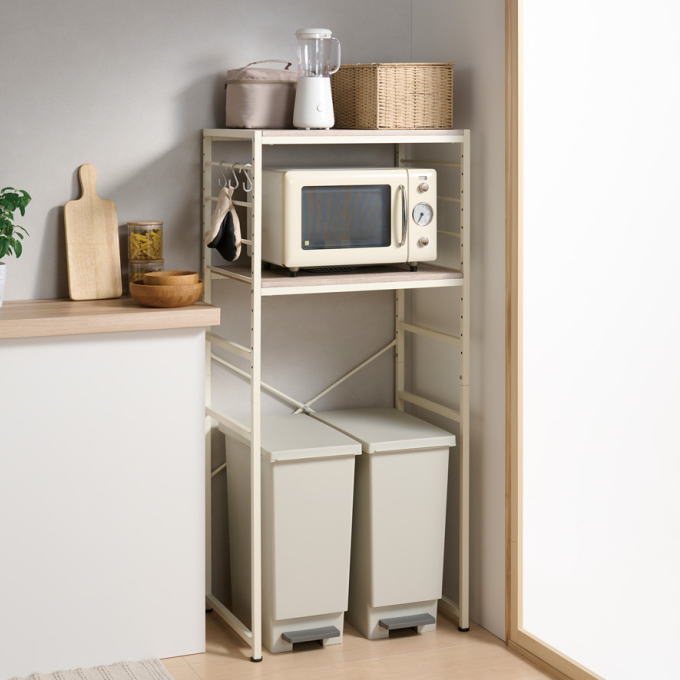 楽天市場】スチールラック 2段 キッチンラック ゴミ箱 上 ラック