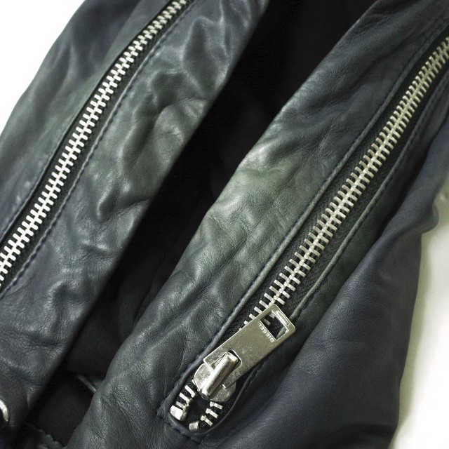 楽天市場】DIESEL ディーゼル ラムレザーパーカー S ネイビー 革ジャン