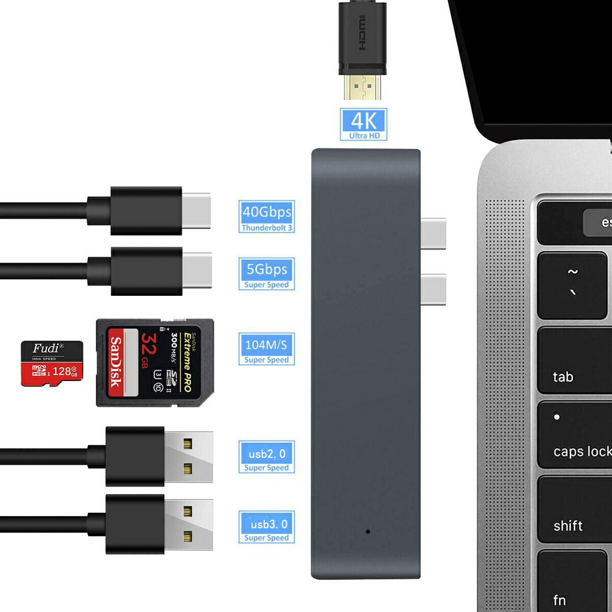 楽天市場】7in1 MacBook Pro USB ハブ M1 M2 MacBook Air usbハブ 変換