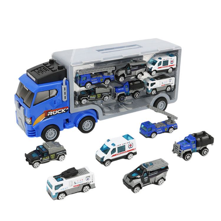 楽天市場】1台収納車 6台ミニカーセット 車おもちゃ 運搬車 働く車