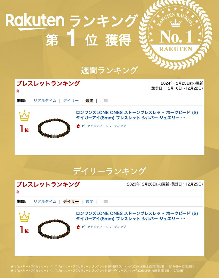 楽天市場】ロンワンズLONE ONES ストーンブレスレット ホークビード (S