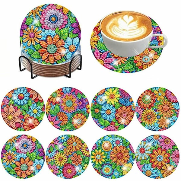 楽天市場】コースター 制作キット ダイヤモンドアート 8枚 カラフル