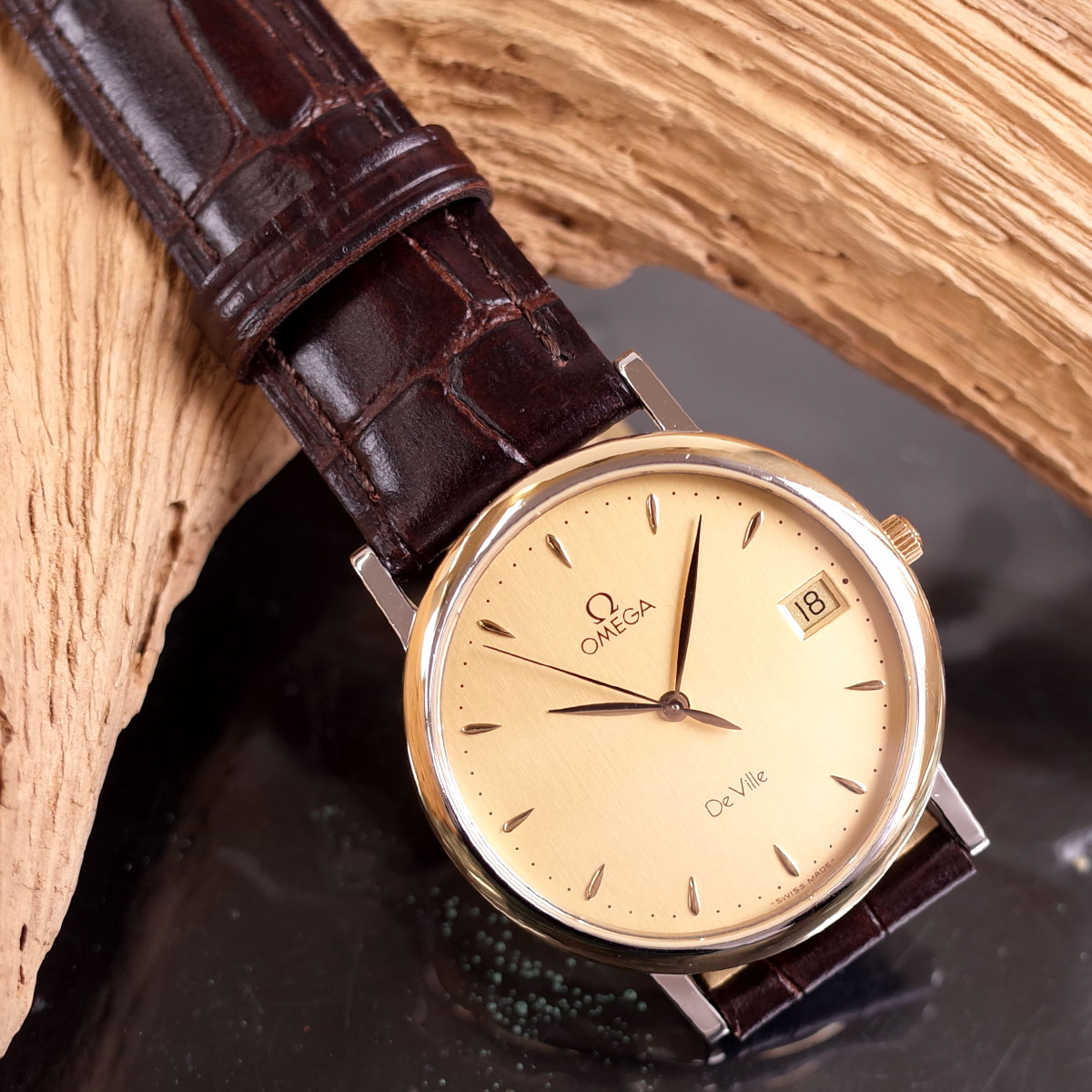 楽天市場】オメガ デビル K18YG/SS コンビ ノンデイト ゴールド リーフ