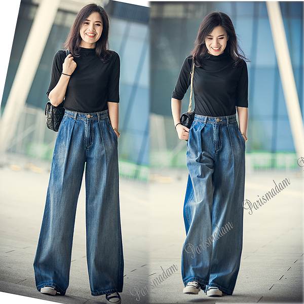 楽天市場】デニム 大人バギーパンツ スラックス ワイドパンツ コットン