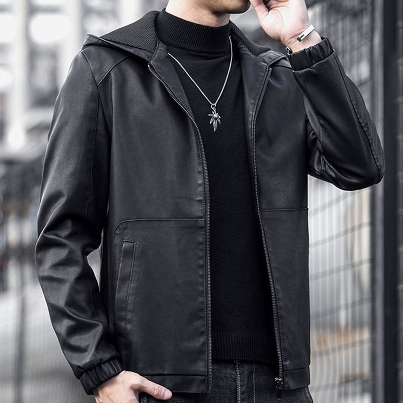 楽天市場】メンズ フェイクレザージャケット ブルゾンアウター フード