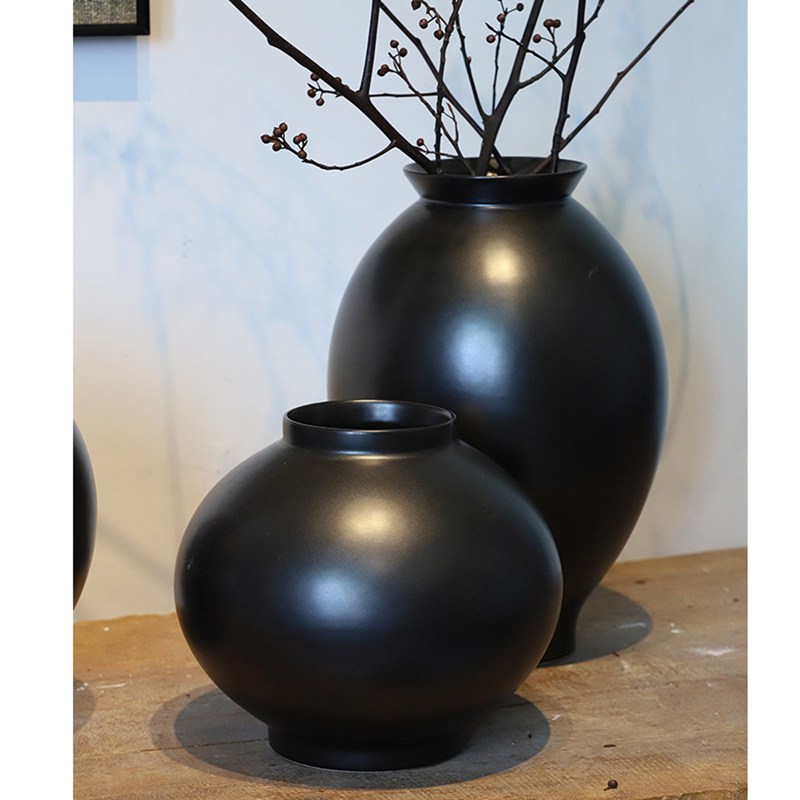 楽天市場】陶器花器 花瓶 黒 ブラック 造花セット 無地 和風 日式 寂び