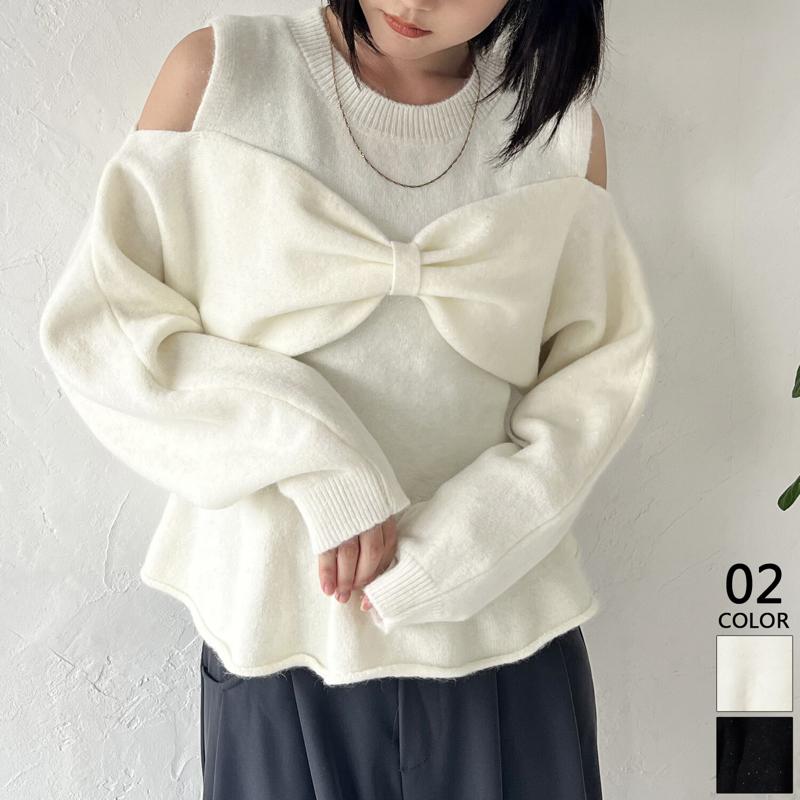 楽天市場】【WEB限定価格】オープンショルダー リボン ニットトップス