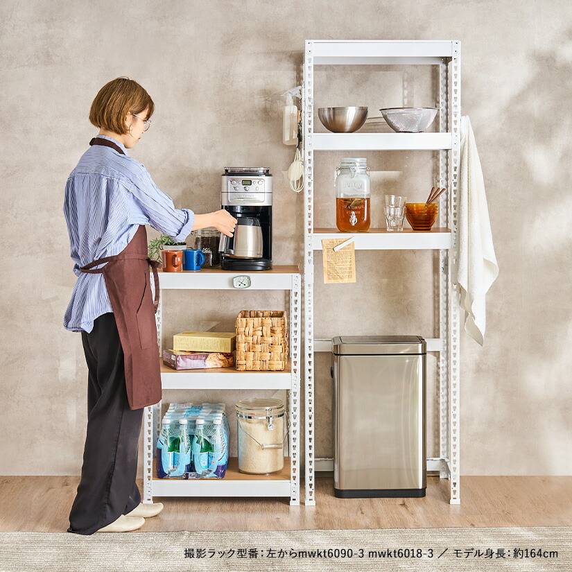 楽天市場】キッチンラック キッチン収納 メタルウッドラック 木製