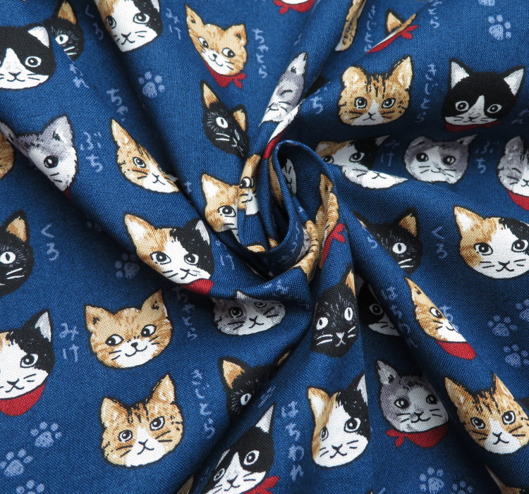 楽天市場】生地 猫柄 シーチング 108cm巾 綿100％≪にゃんこ面相