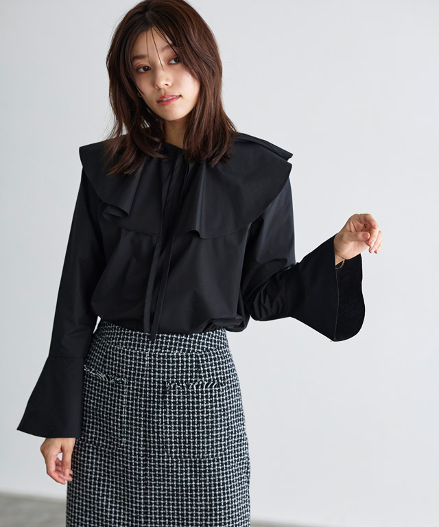 楽天市場】【MAX15％OFFクーポン】ケープ襟付きフレアスリーブブラウス