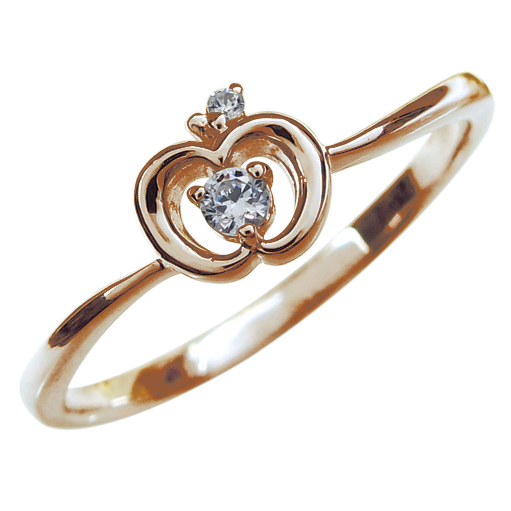 楽天市場】ダイヤモンド リング K10 リンゴ 林檎 指輪 レディース