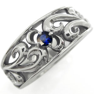 楽天市場】サファイア シルバーリング トライバル メンズリング 父の日