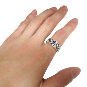 楽天市場】サファイア シルバーリング トライバル メンズリング 父の日