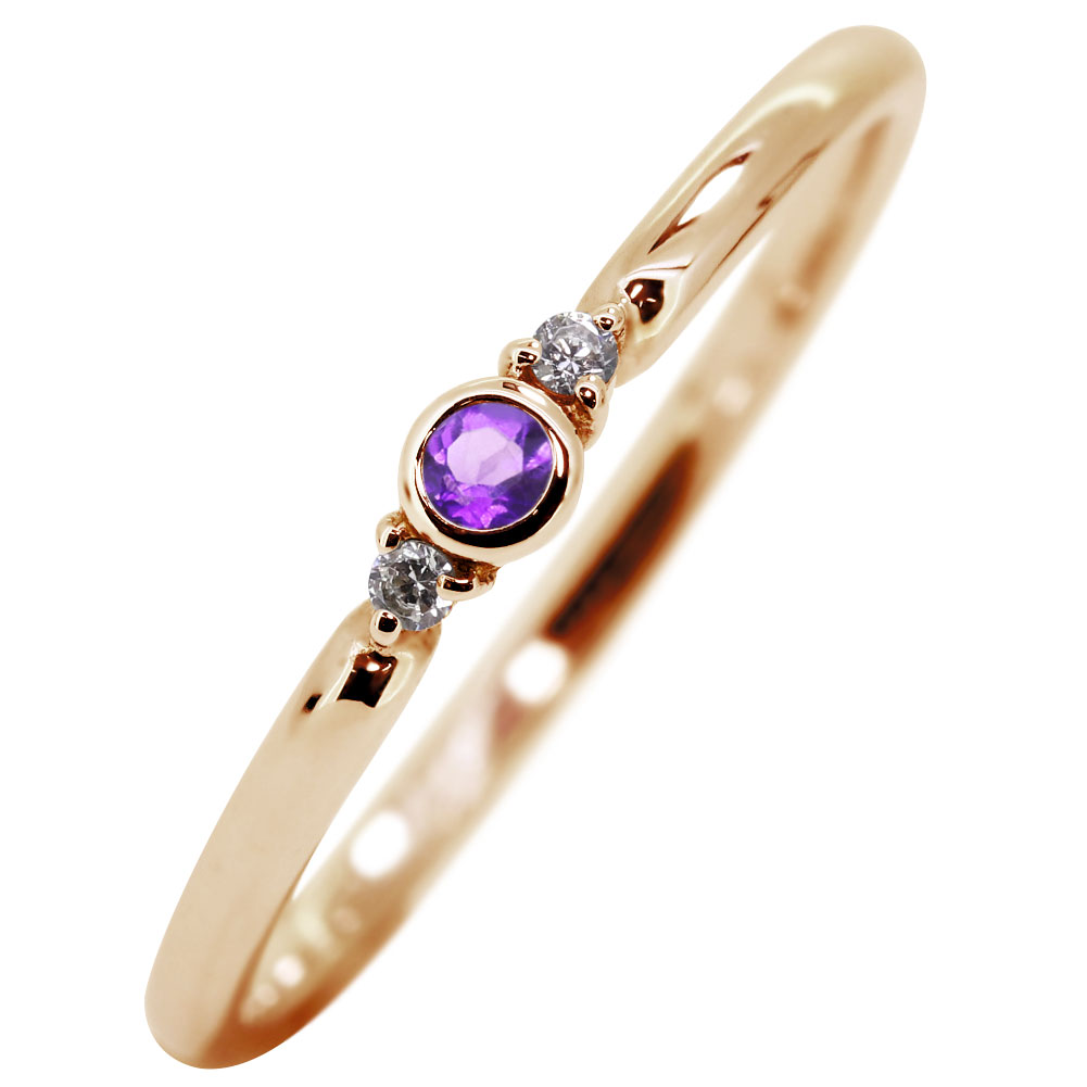 楽天市場】ピンキーリング アメジスト シンプル 18k K18 指輪 華奢