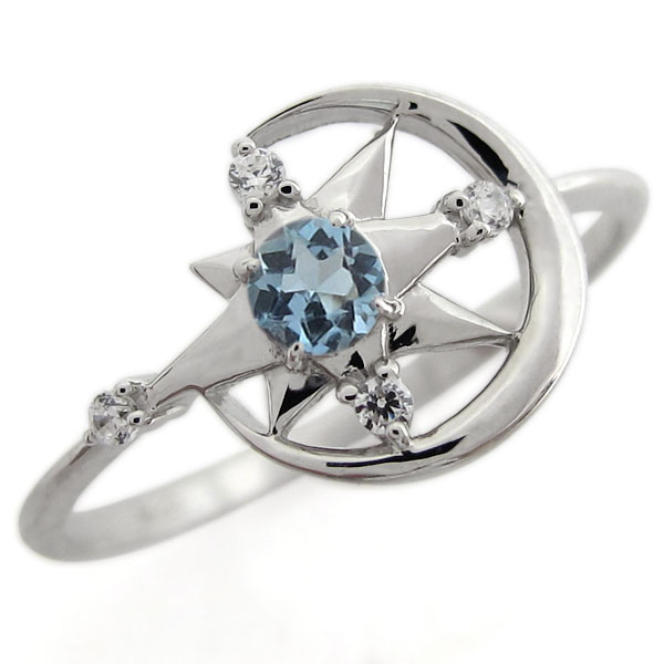 楽天市場】アクアマリンサンタマリア・星・月・モチーフ・リング