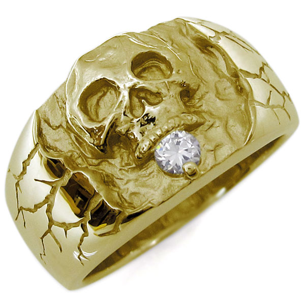 楽天市場】指輪 18k ゴールド メンズ リング スカル ドクロ 誕生石 一