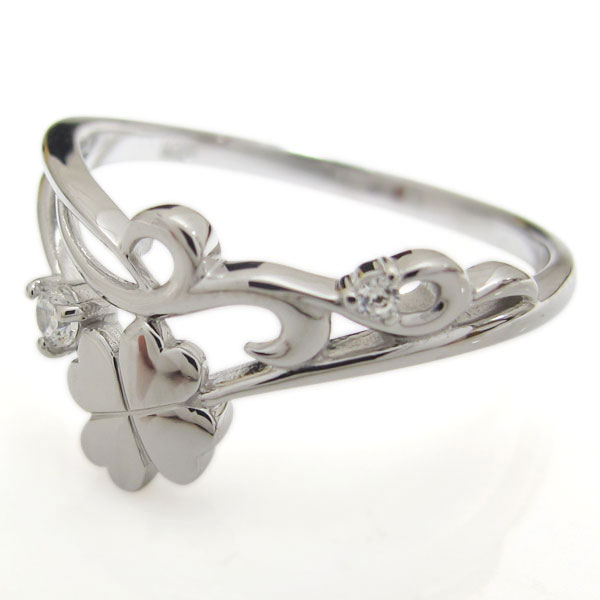 楽天市場】シルバー 唐草 クローバー キュービックジルコニア リング