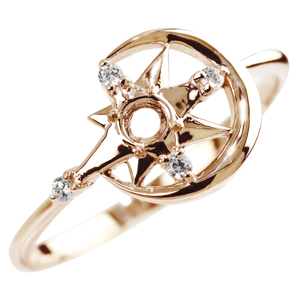 楽天市場】星 月 リング 空枠 指輪 セミオーダー リング枠 3mm