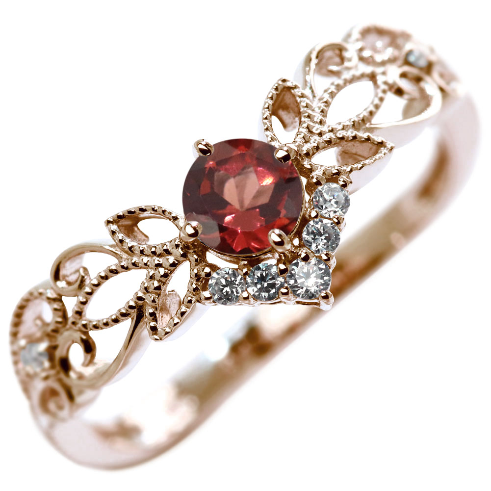 楽天市場】ティアラ リング レディース ガーネット 1月誕生石 唐草 10