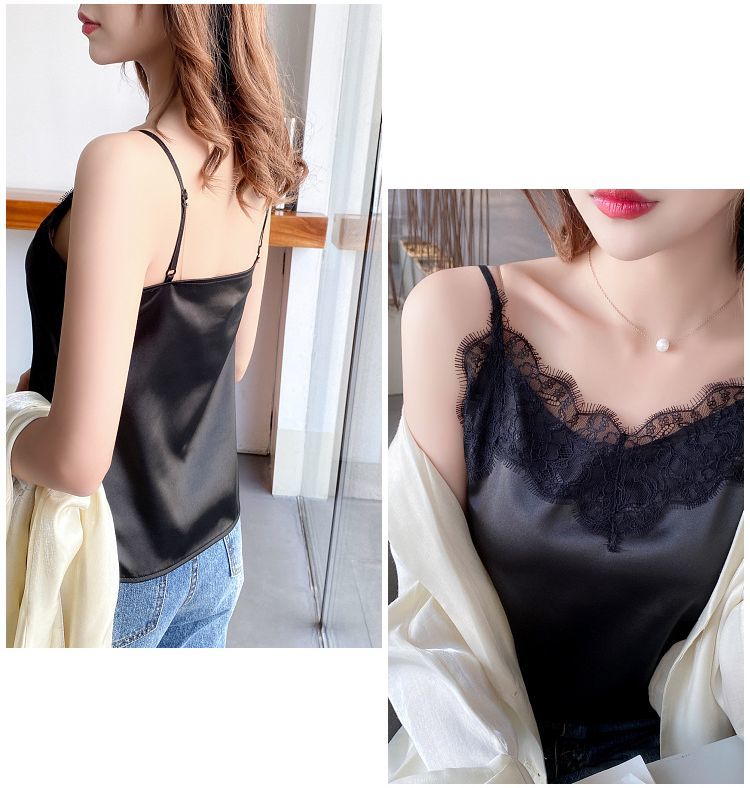 楽天市場】送料無料 キャミソール レディース トップス サテン調 V