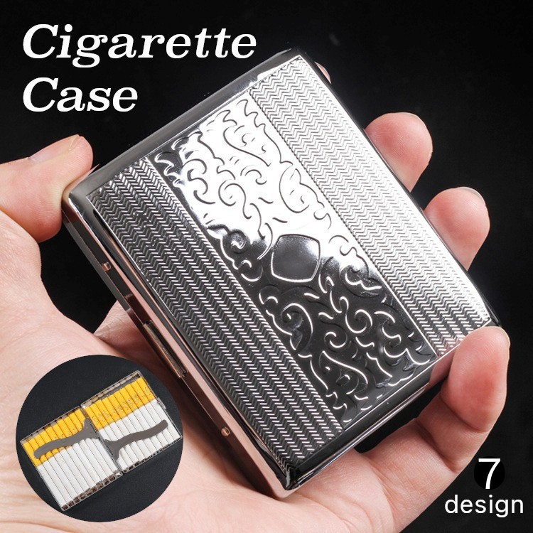 楽天市場】送料無料 シガレットケース メンズ メタリック シルバー