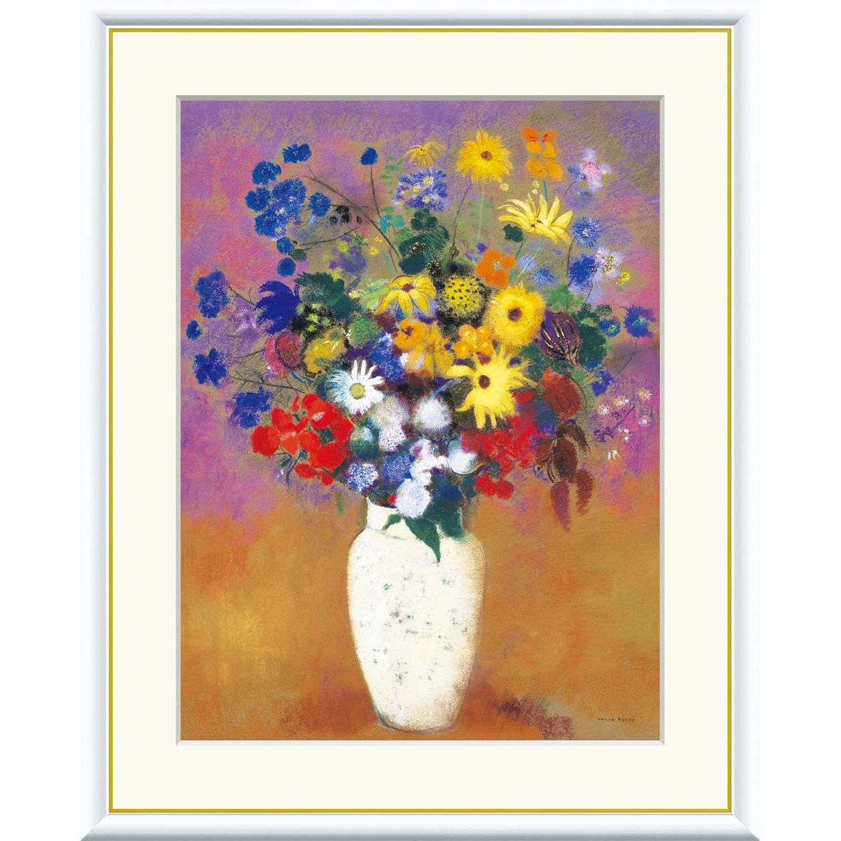 楽天市場】絵画 世界の名画 白い花瓶の花 オディロン・ルドン 額入り