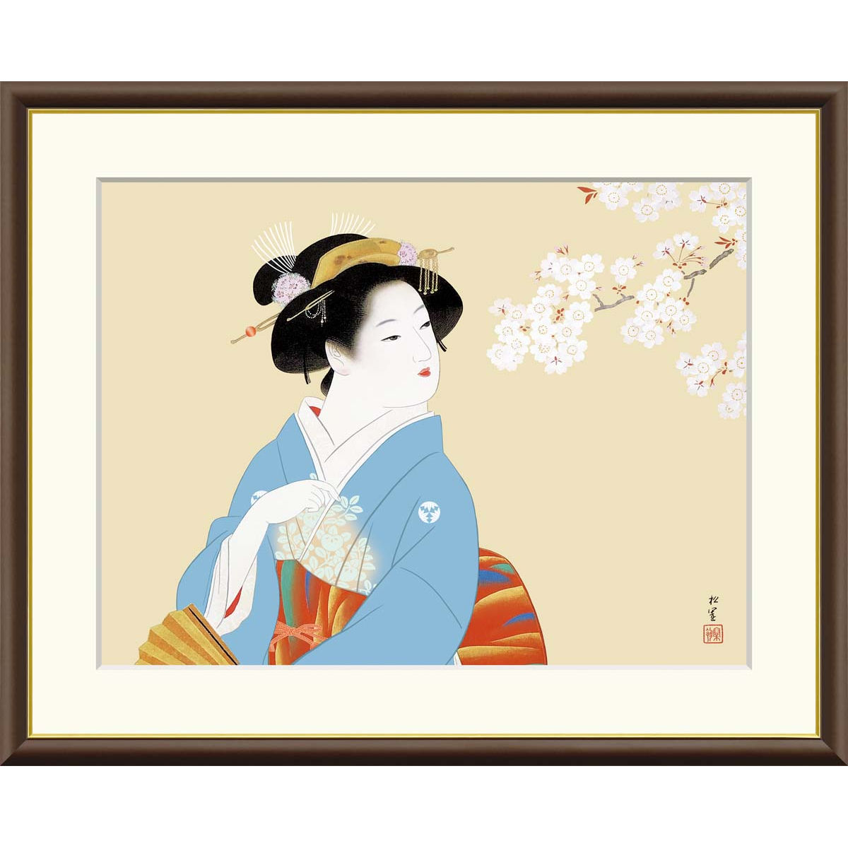 楽天市場】絵画 日本の名画 花下美人 上村松園 額入り インテリア
