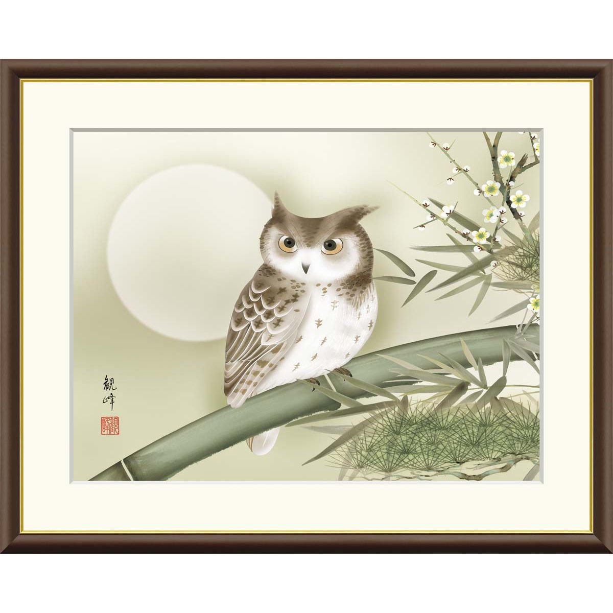 楽天市場】フクロウ（日本画｜絵画）：アート・美術品・骨董品・民芸品