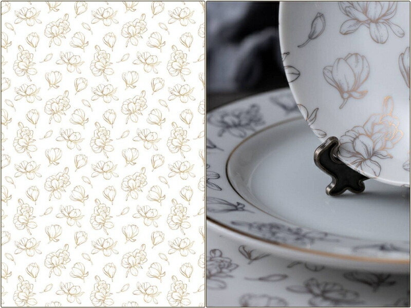 楽天市場】ポーセラーツ 転写紙 【白磁用】マグノリア転写紙 ゴールド
