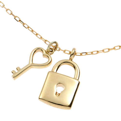 楽天市場】K10 ネックレス 鍵と錠のチャームネックレス 10K 10金 YG