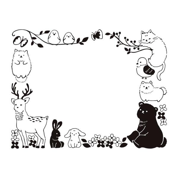 楽天市場】フレームスタンプ 動物No.3 「鹿とクマ」54×69mm ファイン