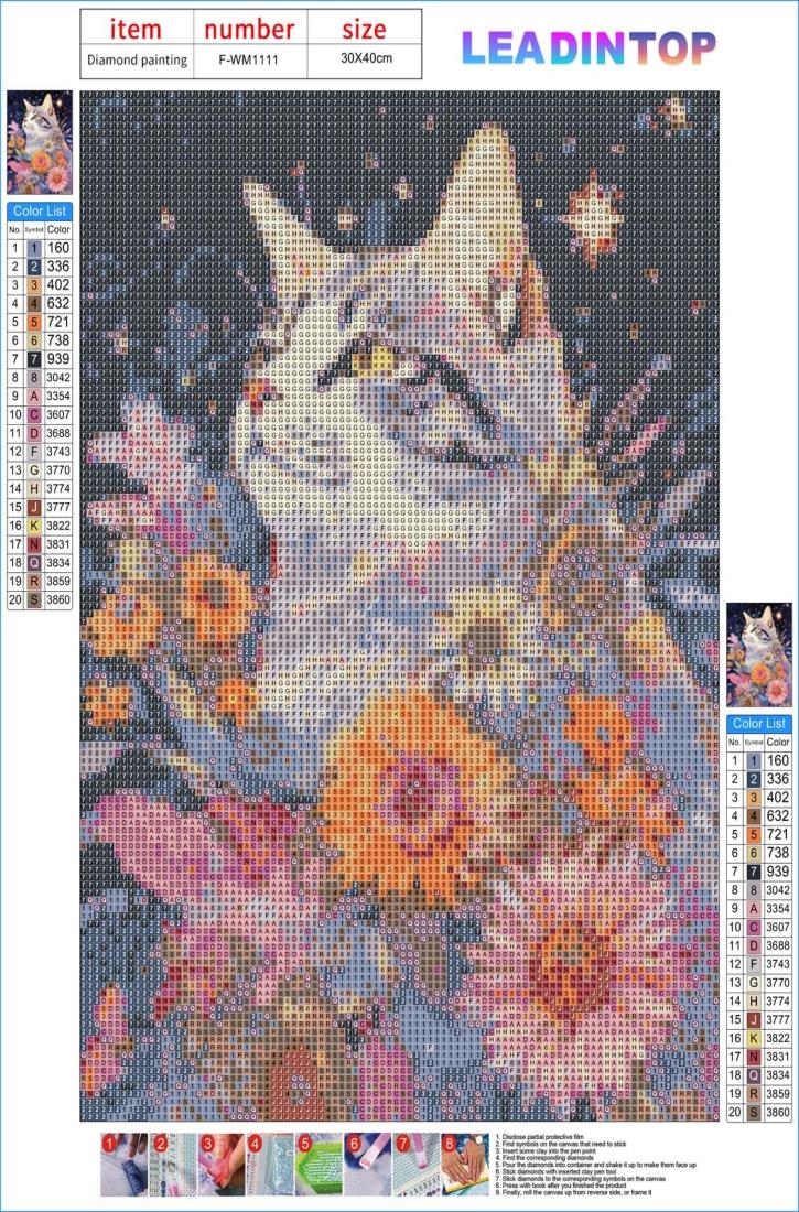 楽天市場】LEADINTOP ダイヤモンドアート スクエアビーズ 猫 30x40cm