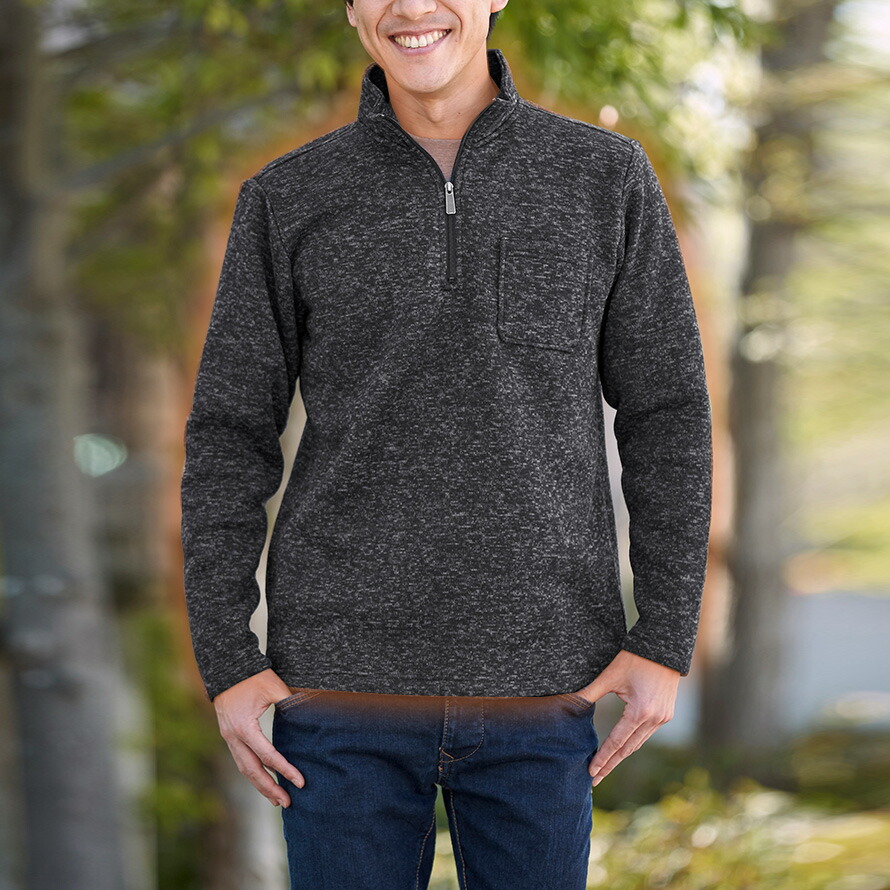 楽天市場】トップス メンズ 長袖 裏起毛 ジップアップ ジップニット