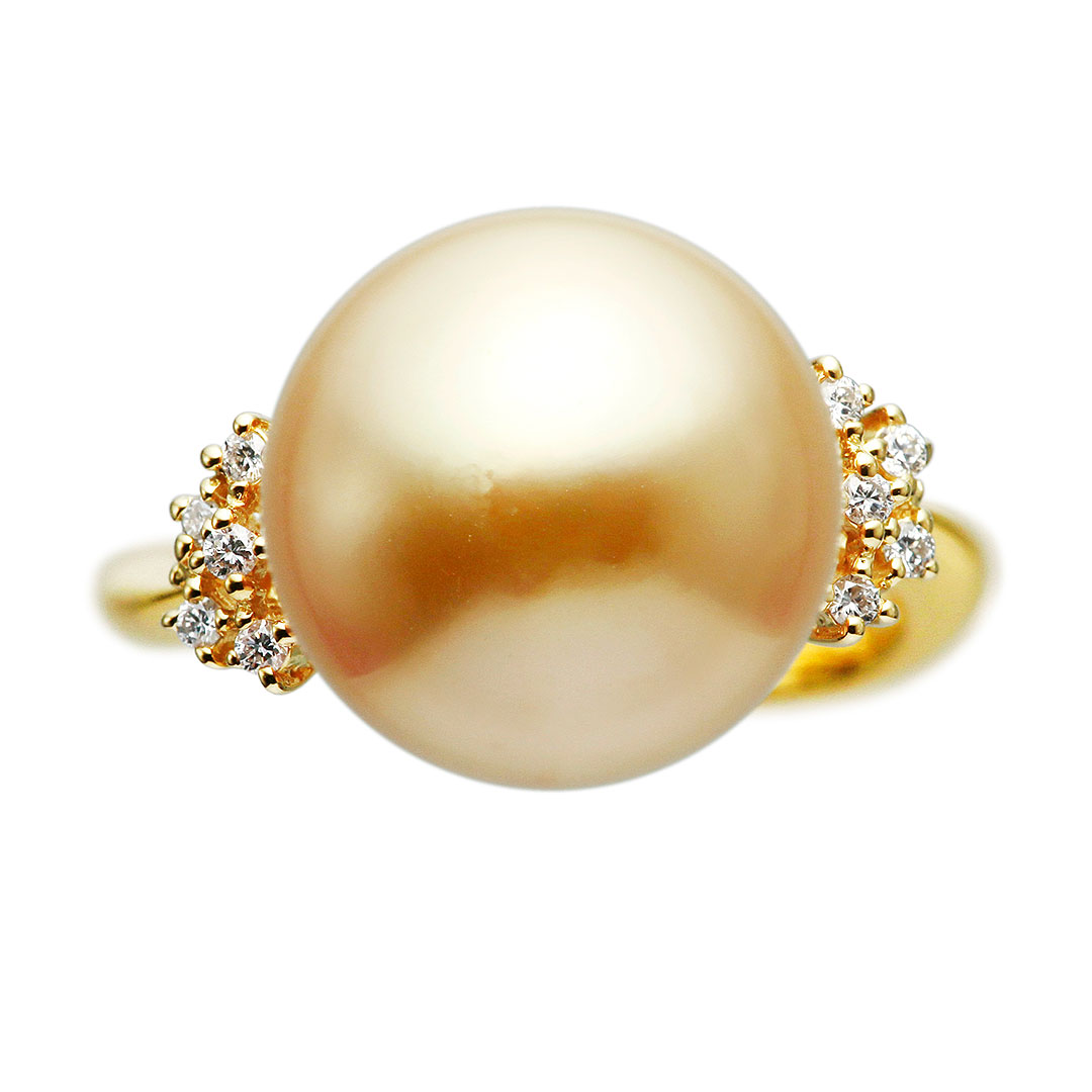 楽天市場】K18 南洋ゴールデンパールリング リングサイズ14.5号 サイズ