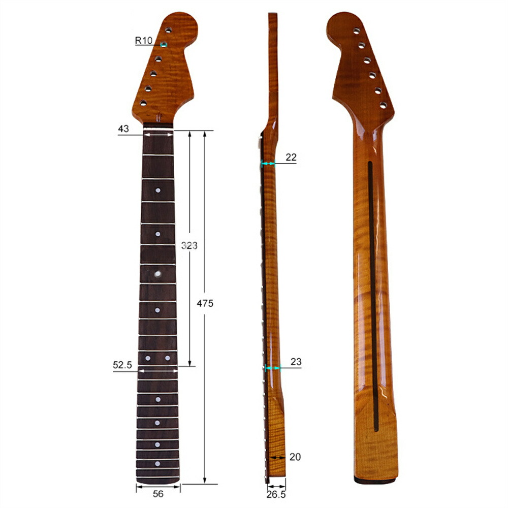 楽天市場】ギターネック トラ杢メイプル STタイプ用交換ネック