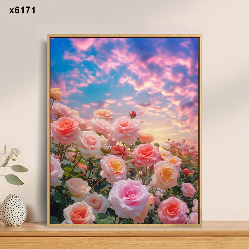 楽天市場】数字油絵 薔薇の庭 塗り絵 油絵セット 工具付き 内枠付き