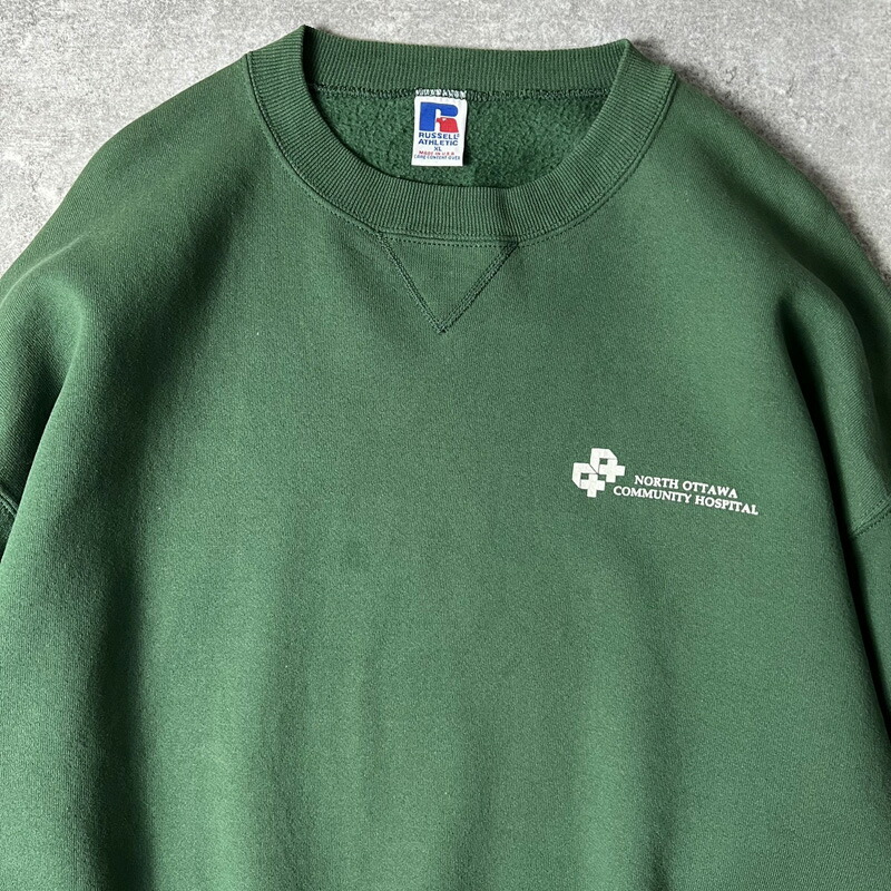 楽天市場】90s USA製 RUSSELL 企業 ロゴ プリント 前V スウェット
