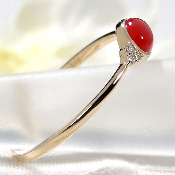 楽天市場】K18 天然 血赤珊瑚 & ダイヤモンド リングジュエリー ダイヤ