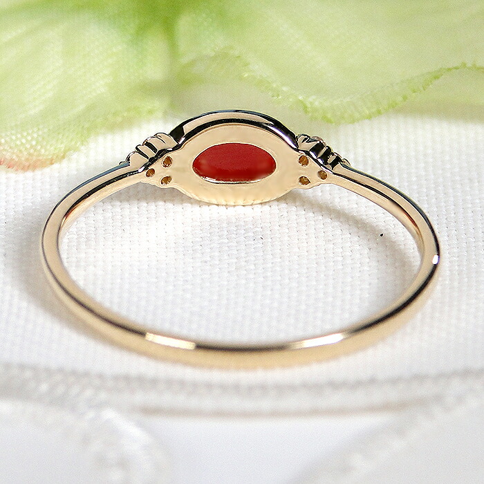 楽天市場】K18 天然 血赤珊瑚 & ダイヤモンド リングジュエリー ダイヤ