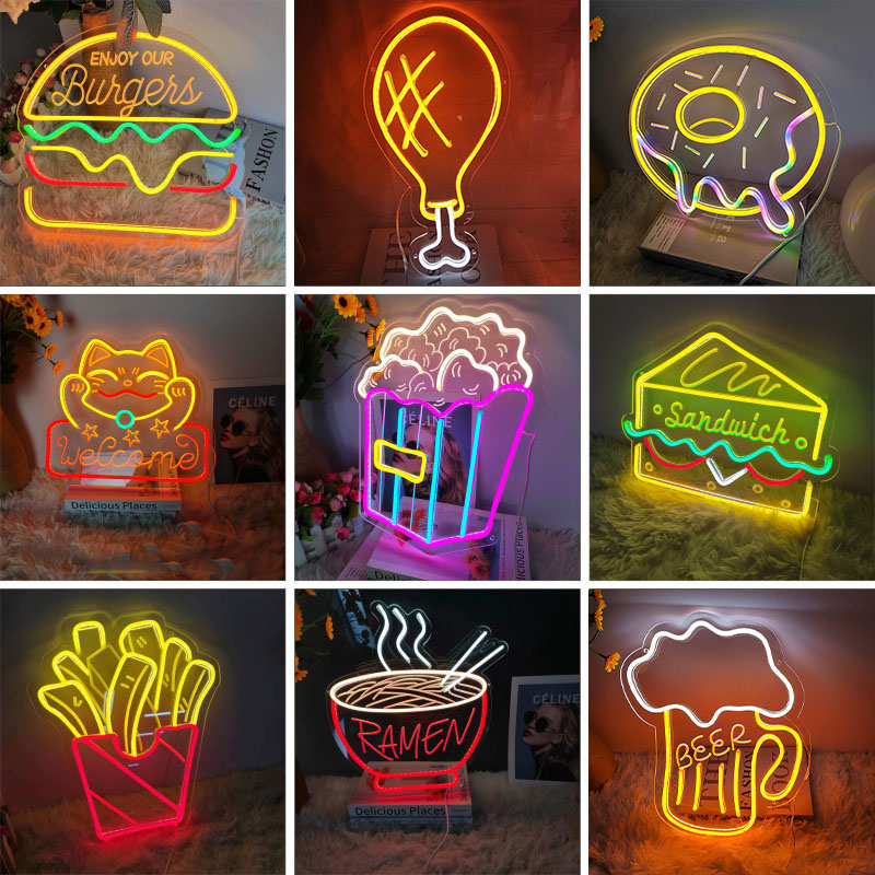 楽天市場】ネオンサイン USB給電 壁掛け ハンバーガー LEDネオンライト