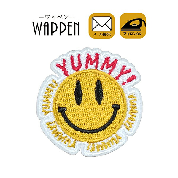 サーキュレーティングスマイル ワッペン 楽天市場】スマイル ワッペン 刺繍 アイロン接着 縦4cm×横4cm smile