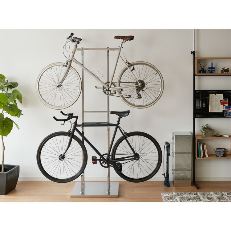 楽天市場】日本製 室内自転車スタンド 2台用 2段式 頑丈スチール