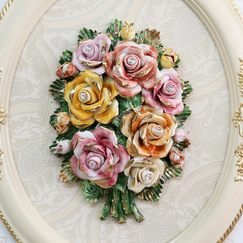 イタリア製 ウォールデコ ローズガーデン ヴェルサイユ宮殿 薔薇 陶器